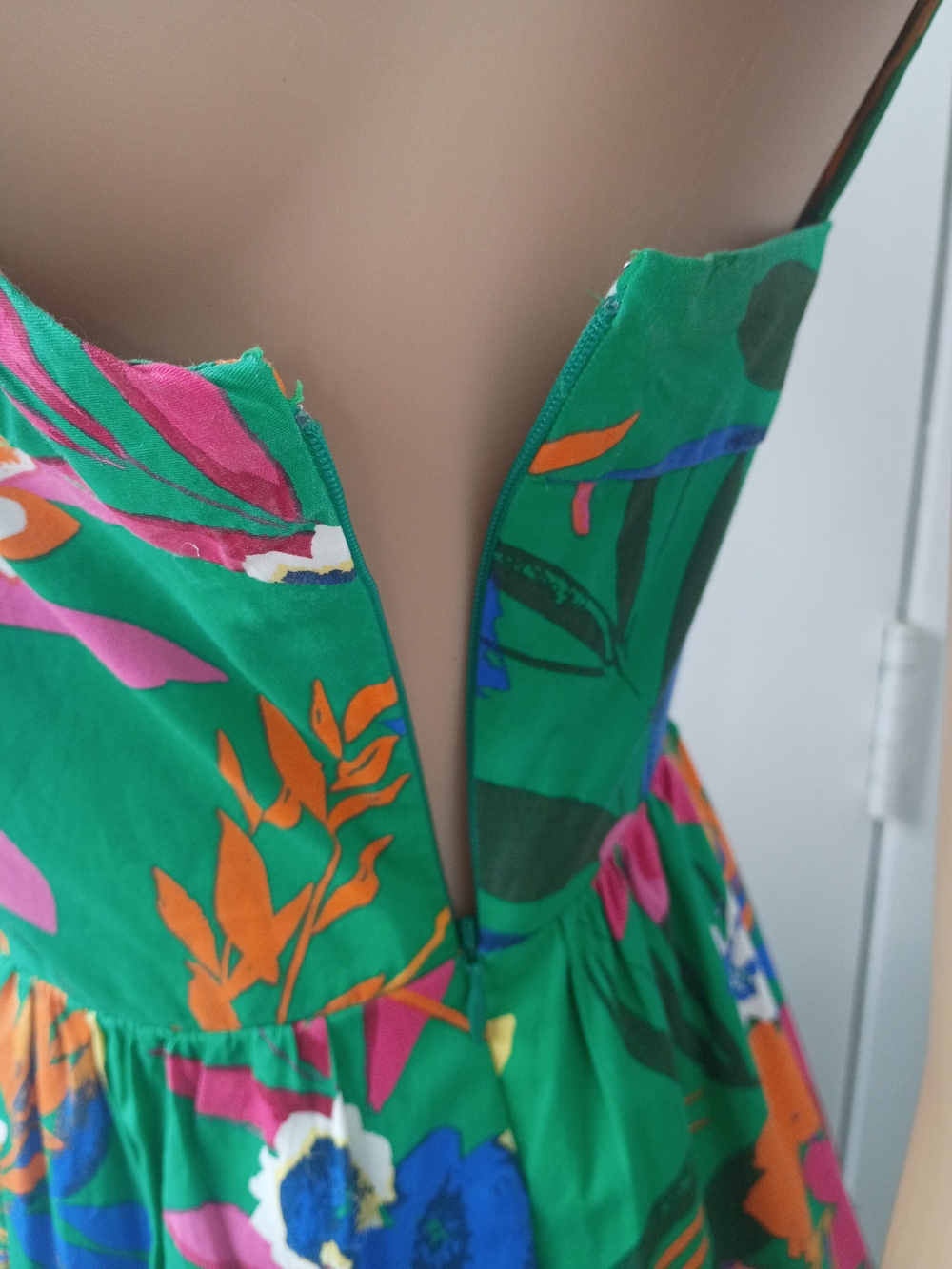 J. Crew Green Floral Halter Midi Dress with Pink, Blue & Orange Accents - Picture 8 of 15